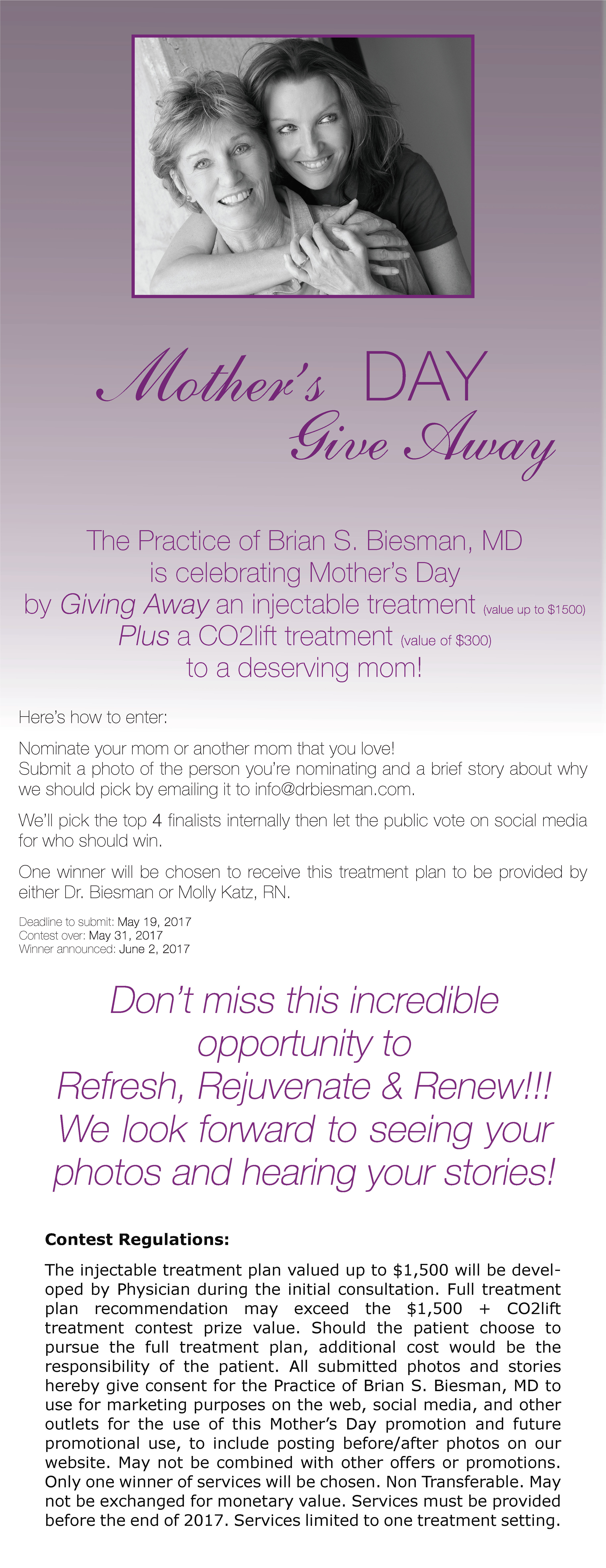 Enter a Mother you love in our Mother's Day Give Away!